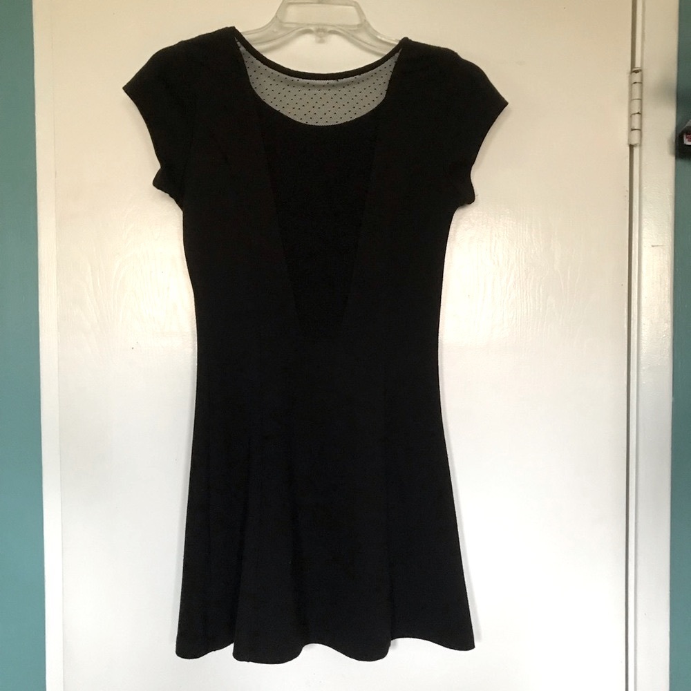 Sheer back black skater dress size S